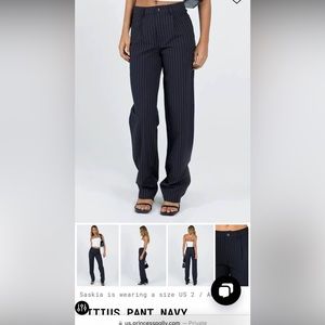 Princess Polly Titus Pants Navy Pinstripe Size 2